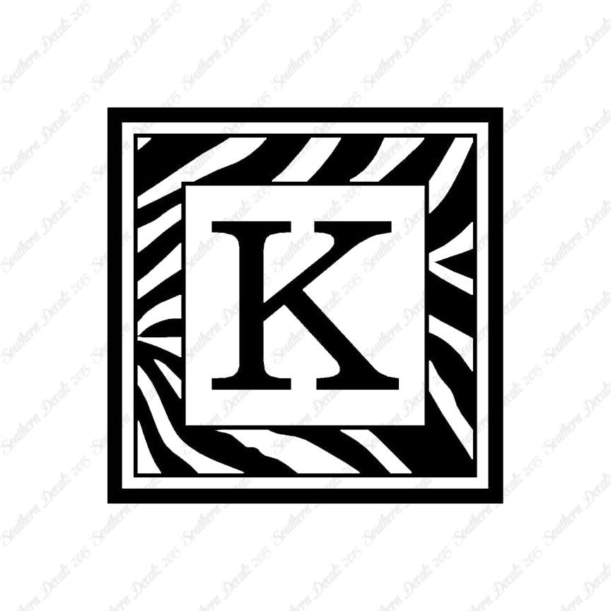 Zebra Decorative K Initial