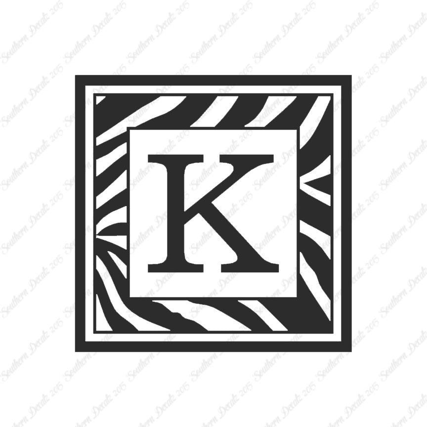 Zebra Decorative K Initial