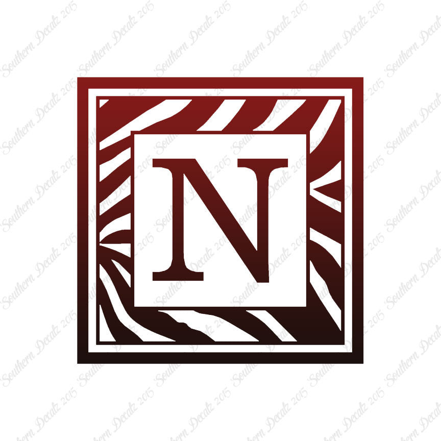 Zebra Decorative N Initial