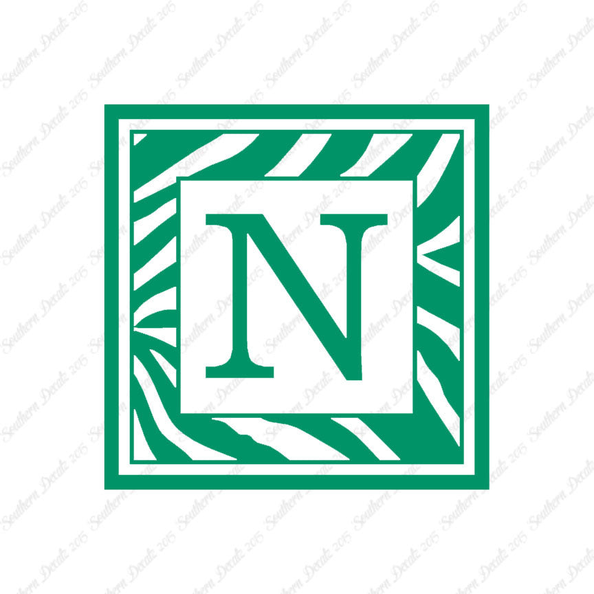 Zebra Decorative N Initial
