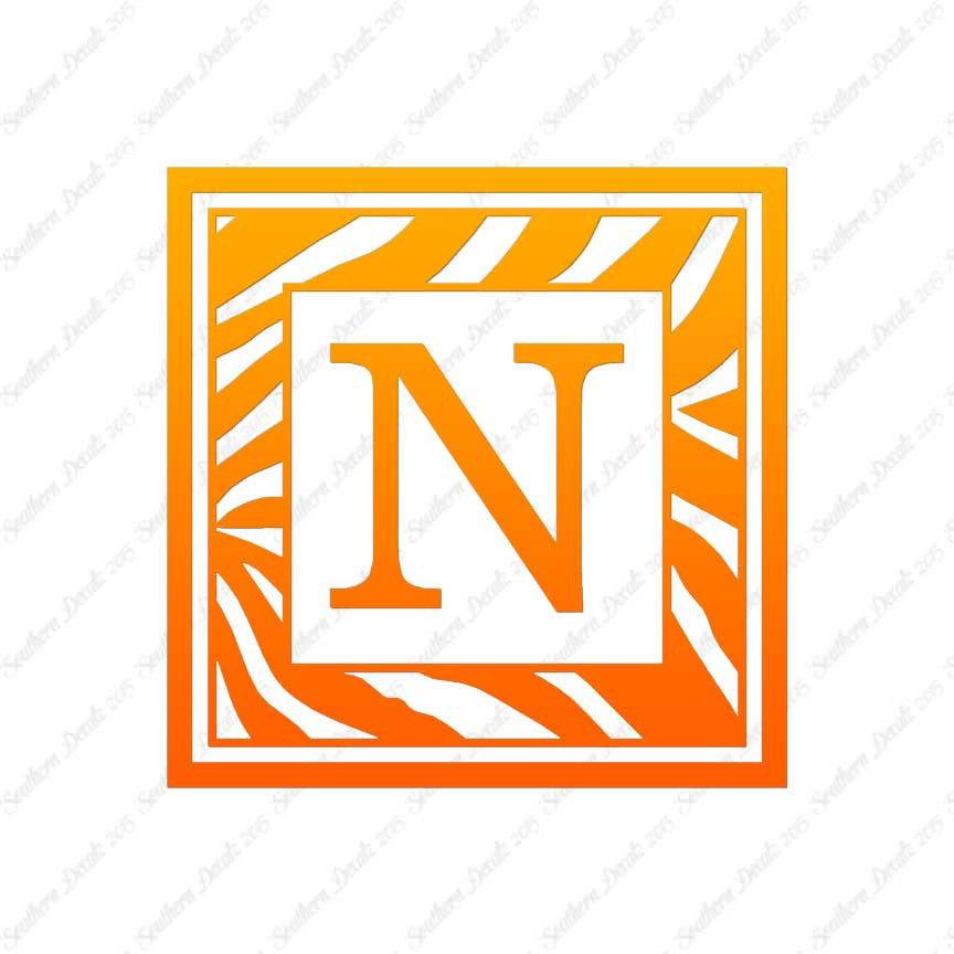 Zebra Decorative N Initial