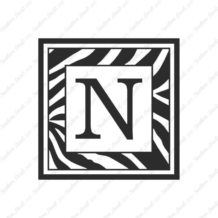 Zebra Decorative N Initial