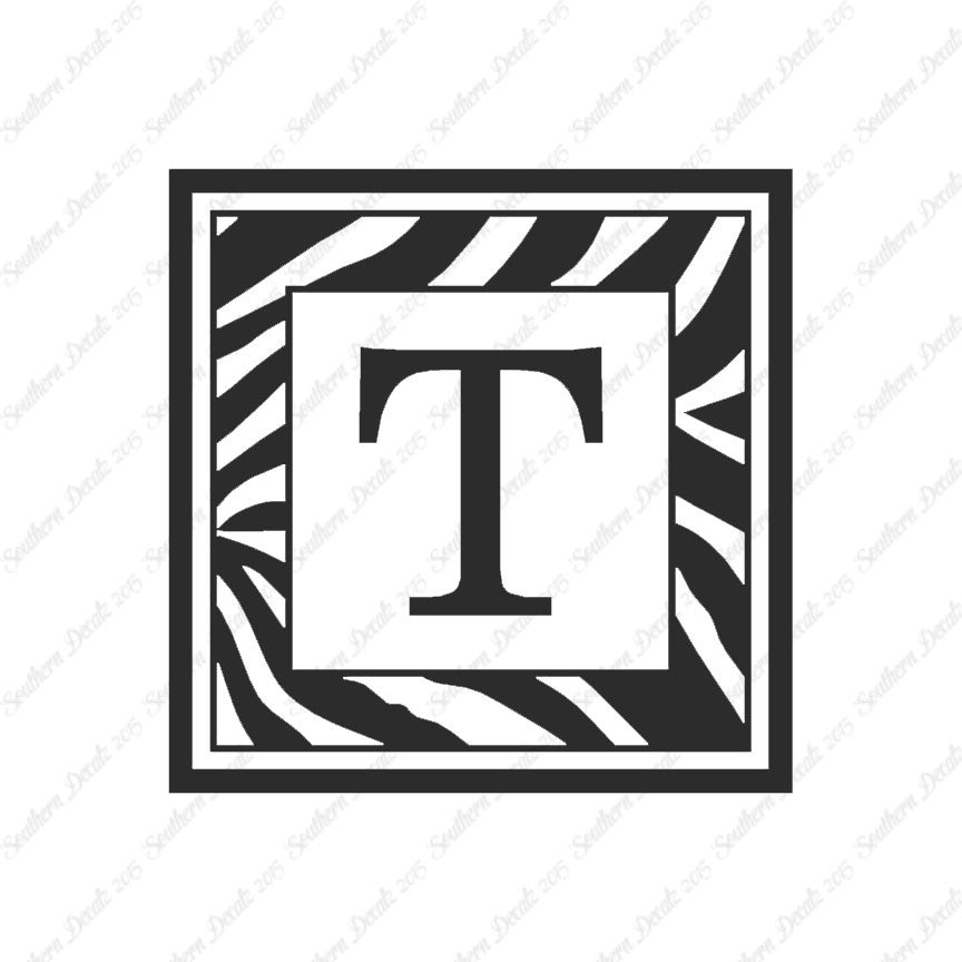 Zebra Decorative T Initial