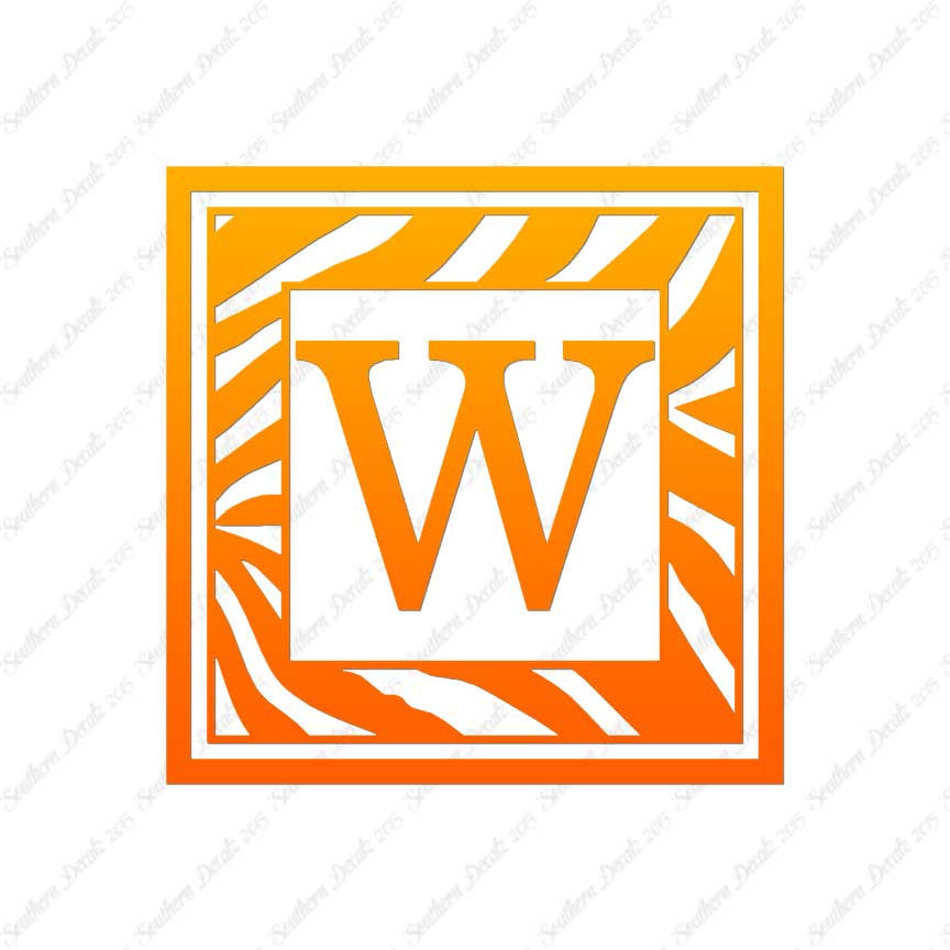 Zebra Decorative W Initial