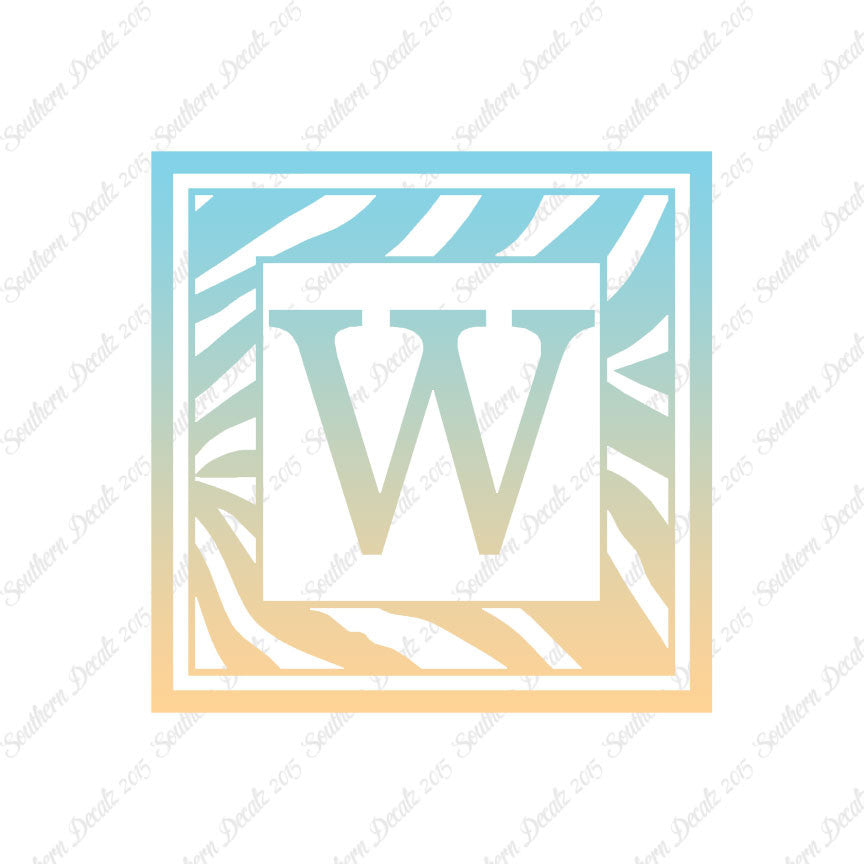Zebra Decorative W Initial