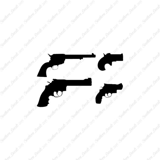 Set Of 4 Pistol Handguns Gun