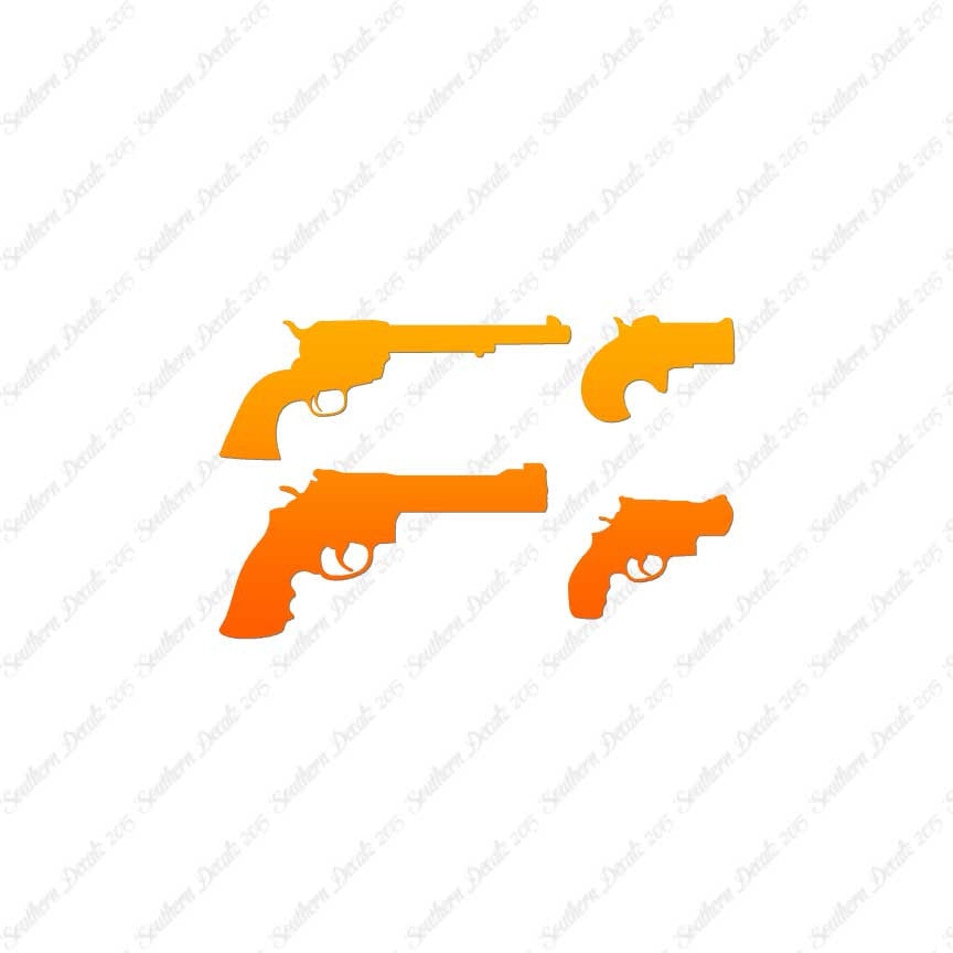 Set Of 4 Pistol Handguns Gun