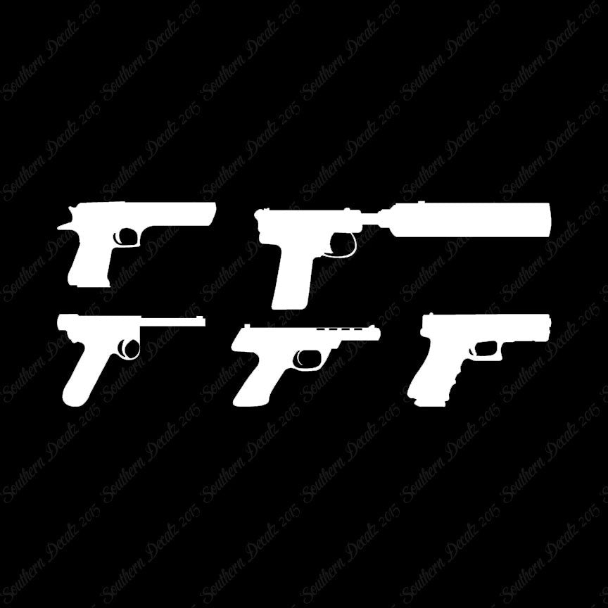 Set Of 5 Handguns Pistol Gun