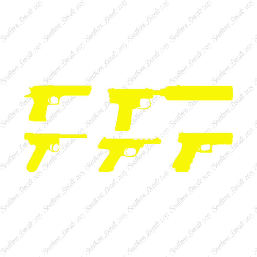 Set Of 5 Handguns Pistol Gun
