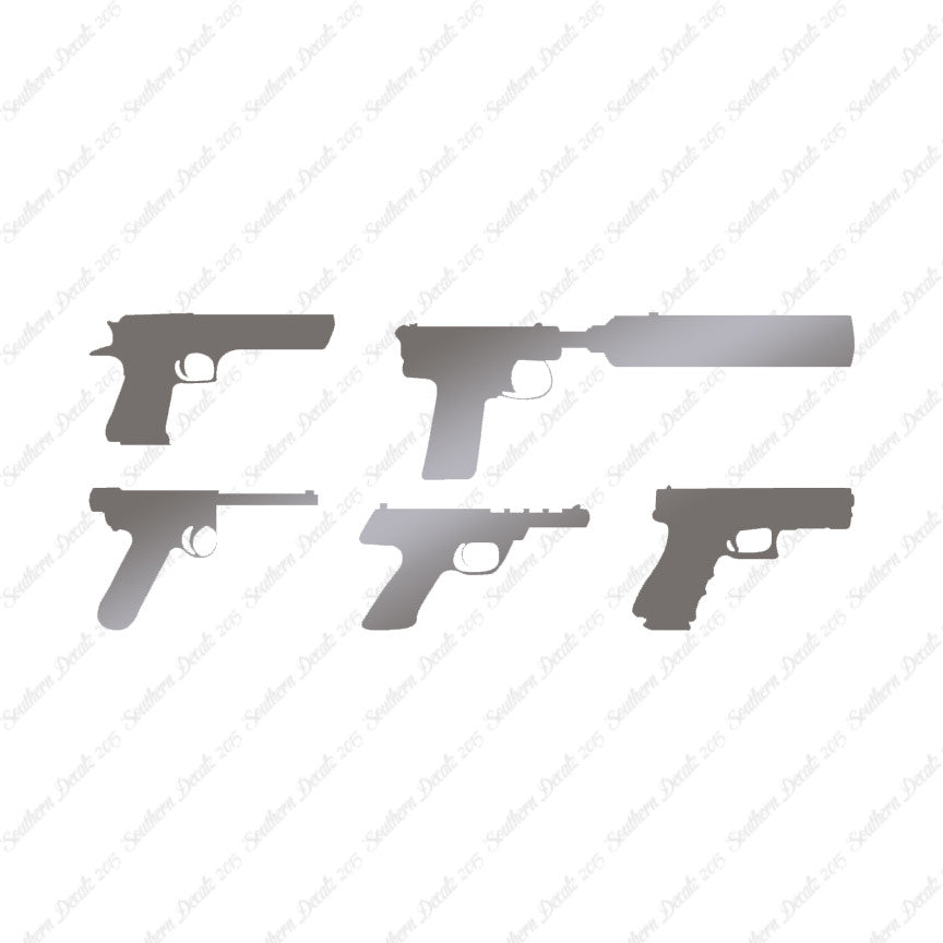 Set Of 5 Handguns Pistol Gun