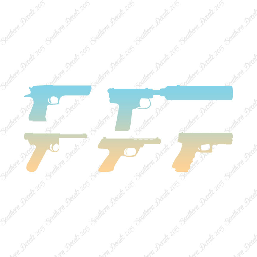 Set Of 5 Handguns Pistol Gun