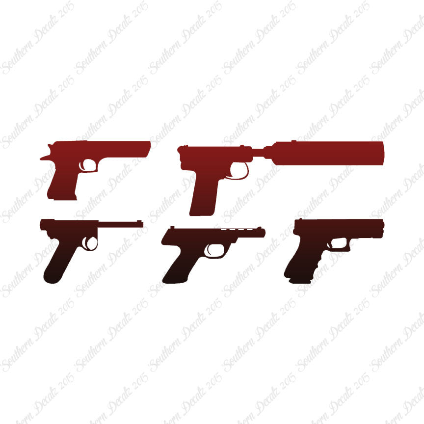 Set Of 5 Handguns Pistol Gun