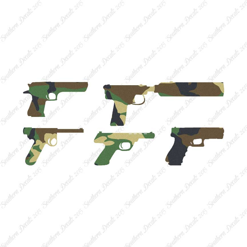 Set Of 5 Handguns Pistol Gun
