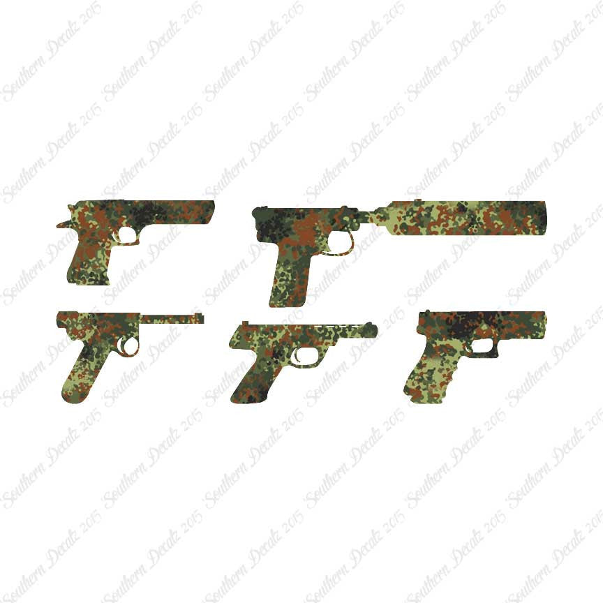 Set Of 5 Handguns Pistol Gun
