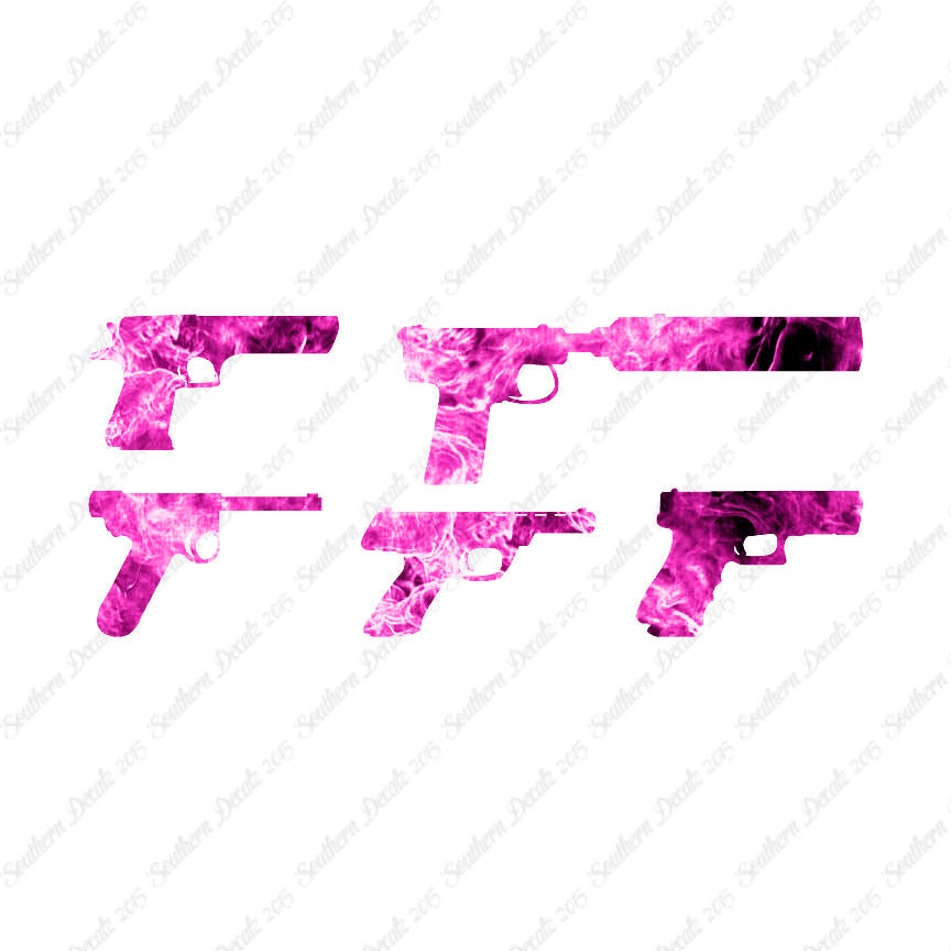Set Of 5 Handguns Pistol Gun