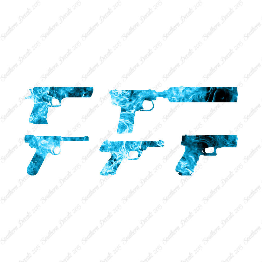 Set Of 5 Handguns Pistol Gun