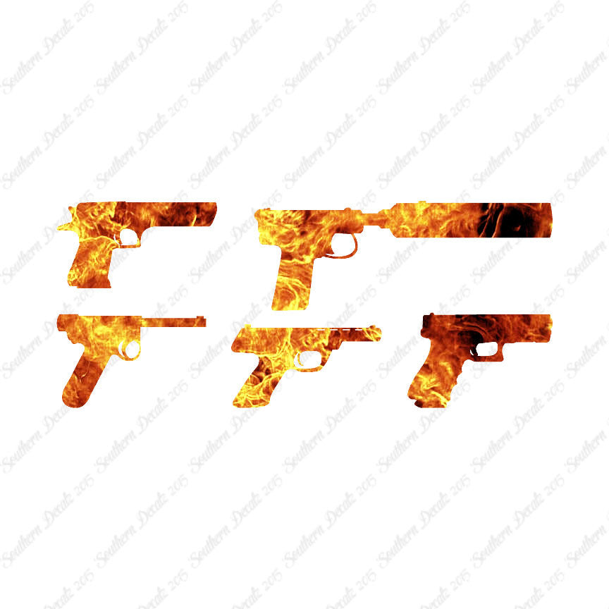 Set Of 5 Handguns Pistol Gun