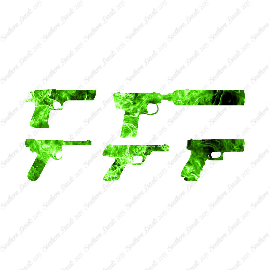 Set Of 5 Handguns Pistol Gun