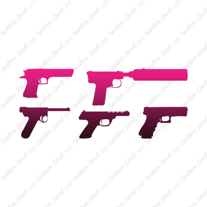 Set Of 5 Handguns Pistol Gun