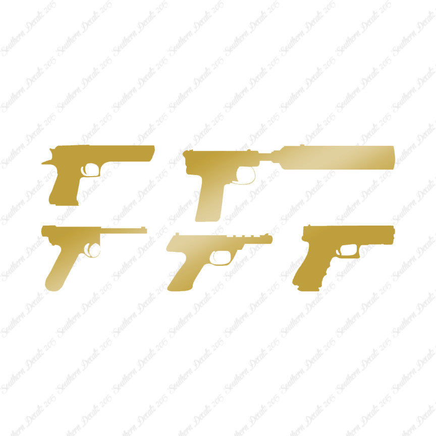 Set Of 5 Handguns Pistol Gun