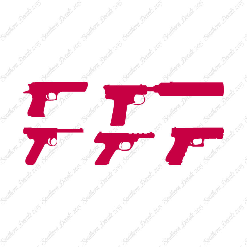 Set Of 5 Handguns Pistol Gun