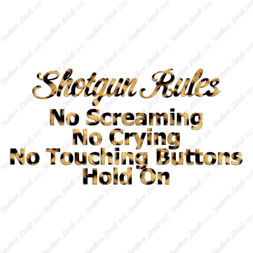 Shotgun Car Rules Hold On