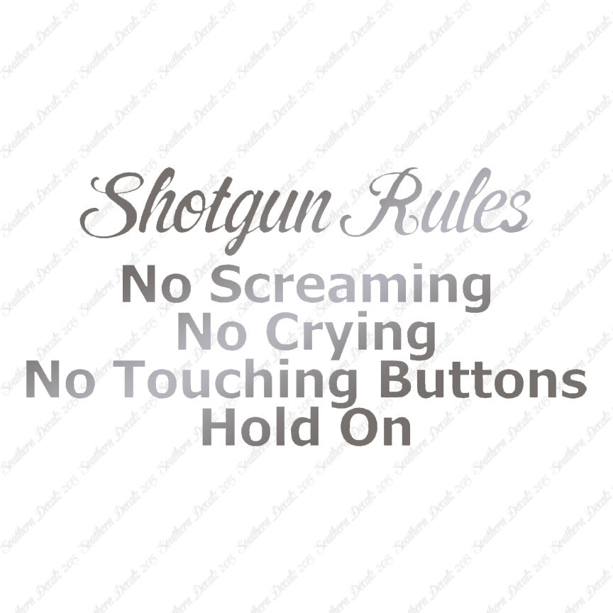 Shotgun Car Rules Hold On