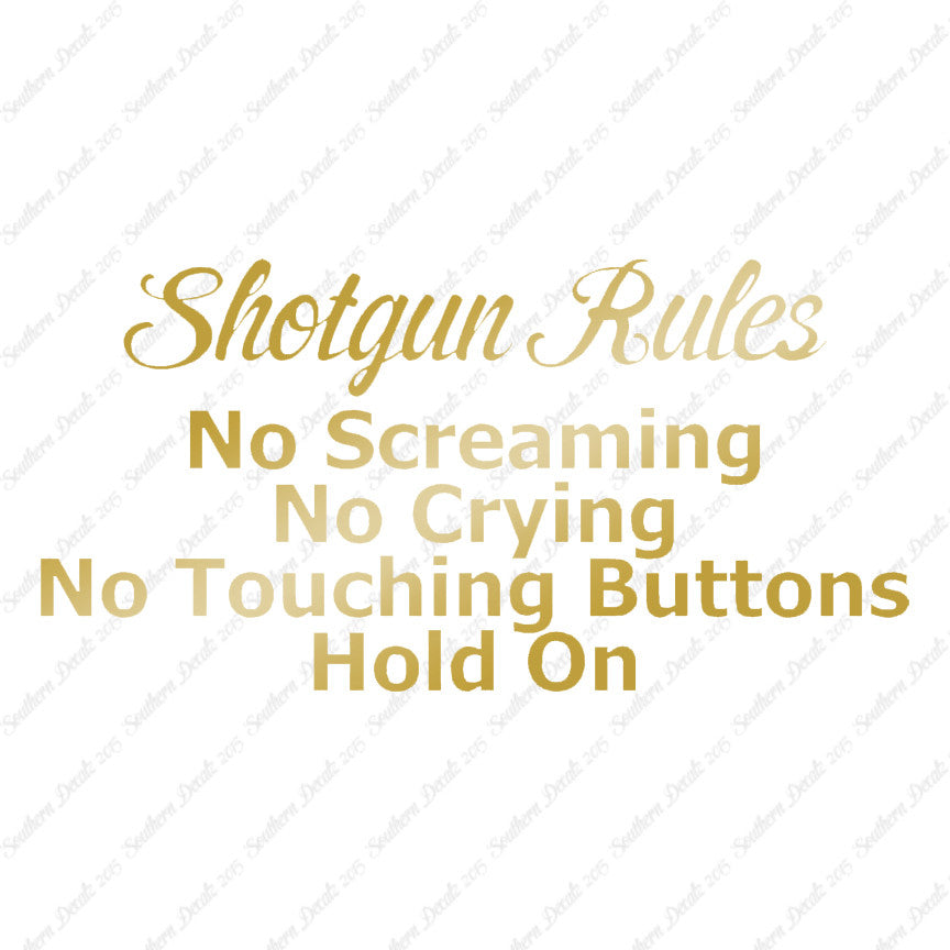 Shotgun Car Rules Hold On