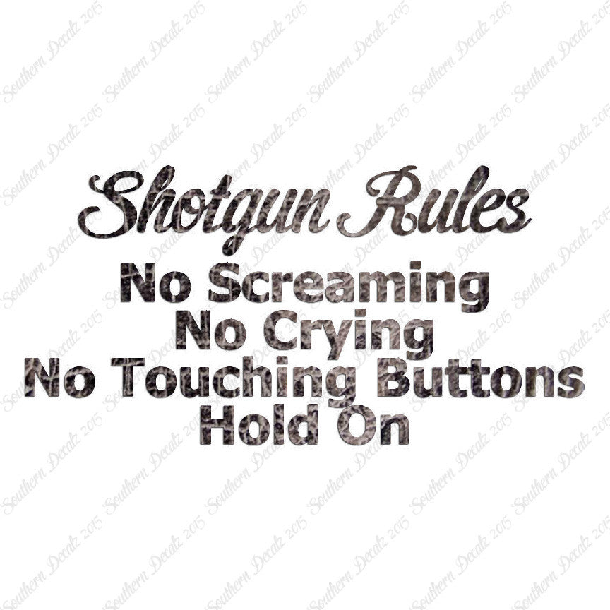 Shotgun Car Rules Hold On