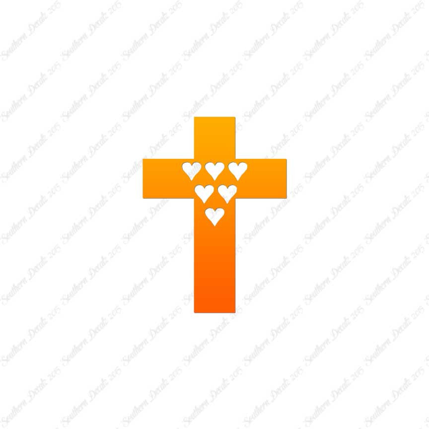 Cross With 6 Hearts