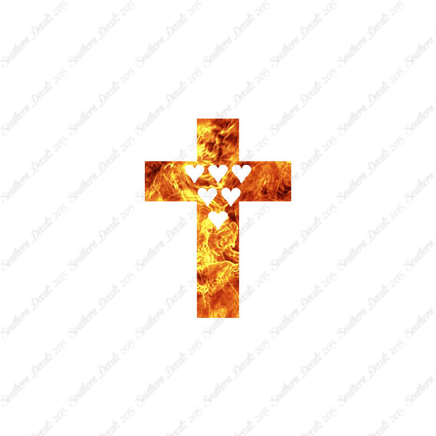 Cross With 6 Hearts
