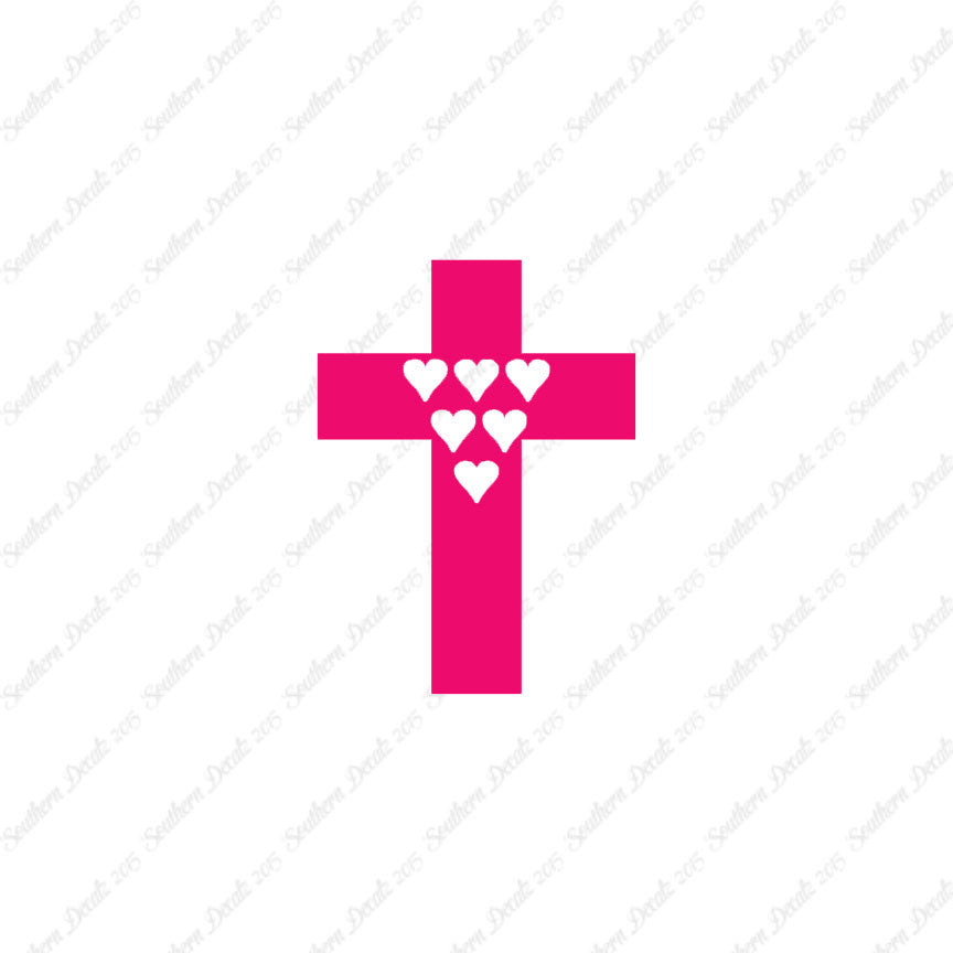 Cross With 6 Hearts